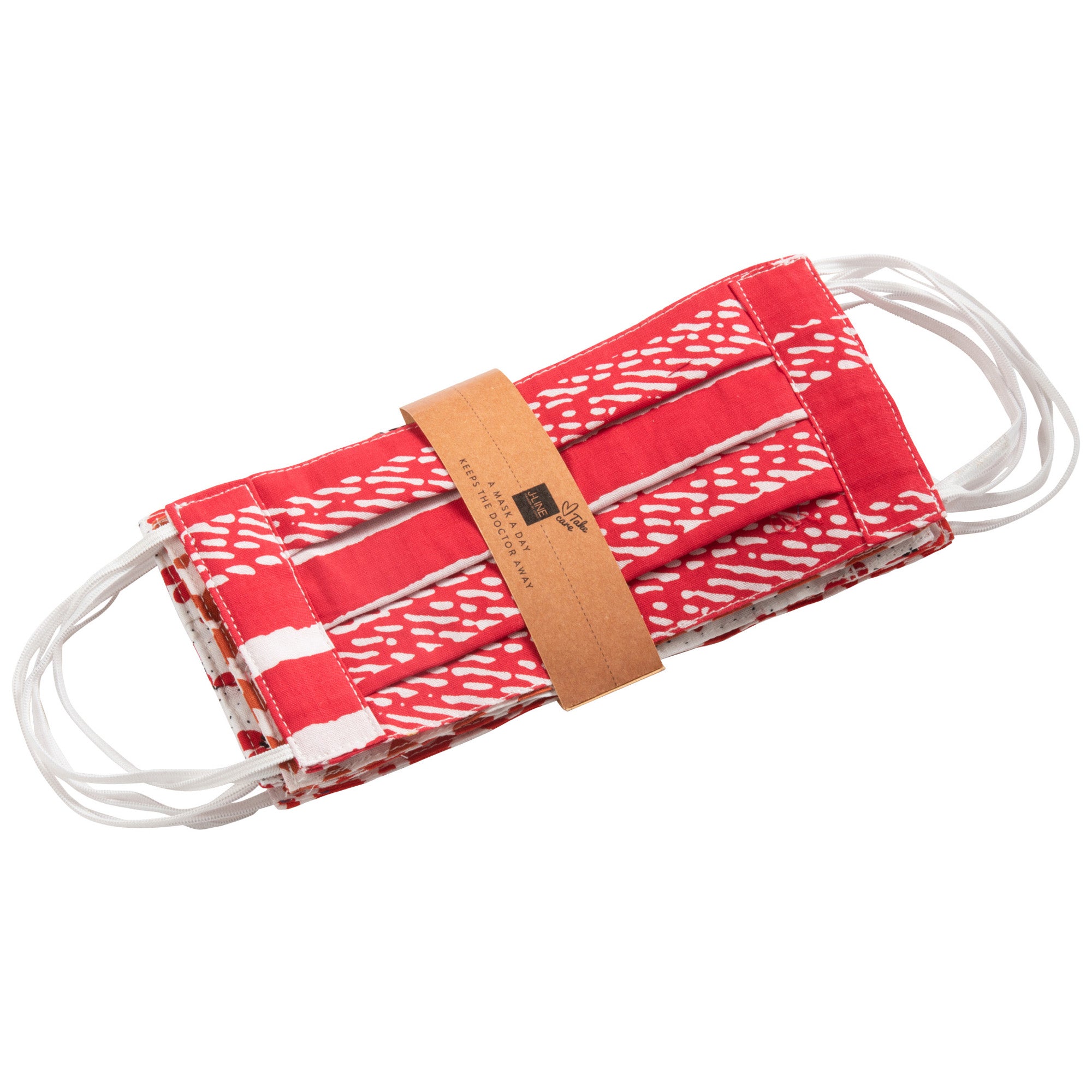 Mondmaskers set-van-7 Katoen rood 21x10cm