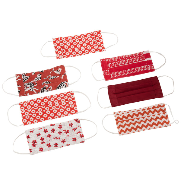 Mondmaskers set-van-7 Katoen rood 21x10cm