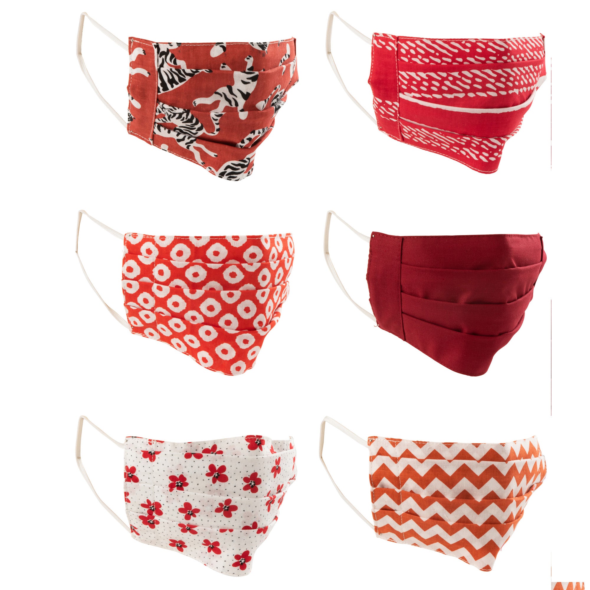 Mondmaskers set-van-7 Katoen rood 21x10cm