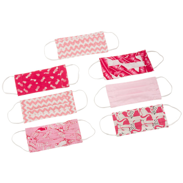 Mondmaskers set-van-7 Katoen roze 21x10cm