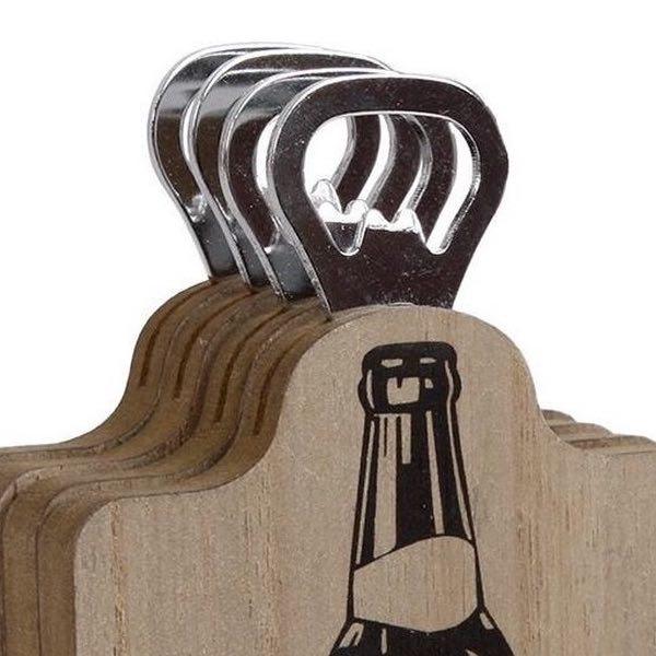 Onderzetters Beer met opener 4 stuks 12x6x4cm detail