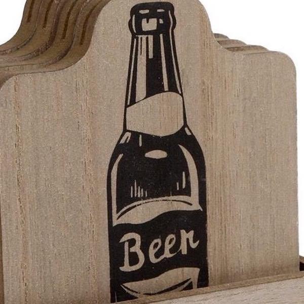 Onderzetters Beer met opener 4 stuks 12x6x4cm print