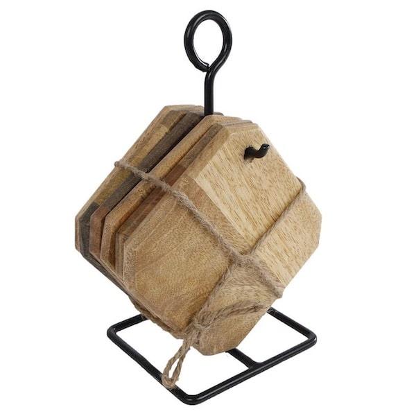 Onderzetters Karin 6 stuks hout 10x10x19cm