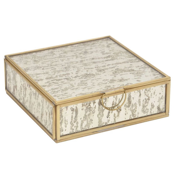 Opbergbox Glas Messing Tint goud 16x16x5cm