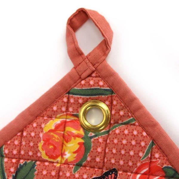 Pannenlappen set van 2 Eva koraal 25x25cm lusje