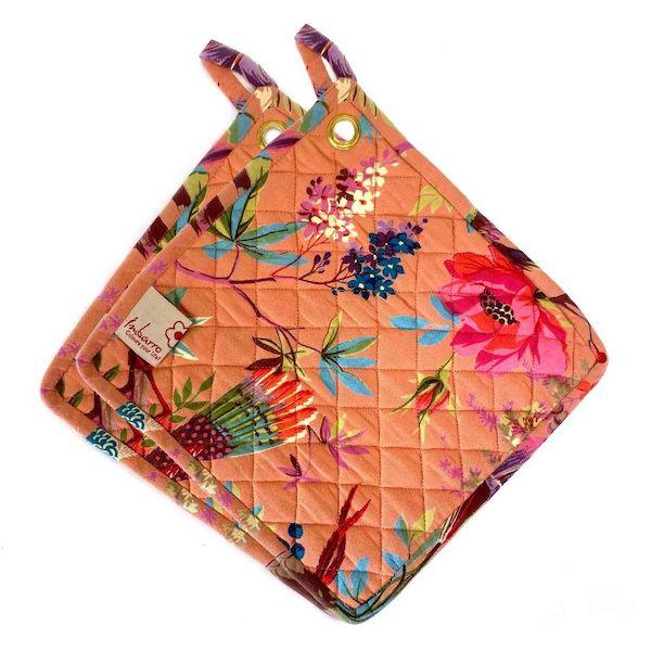 Pannenlappen set-van-2 Paradise coral 25x25cm