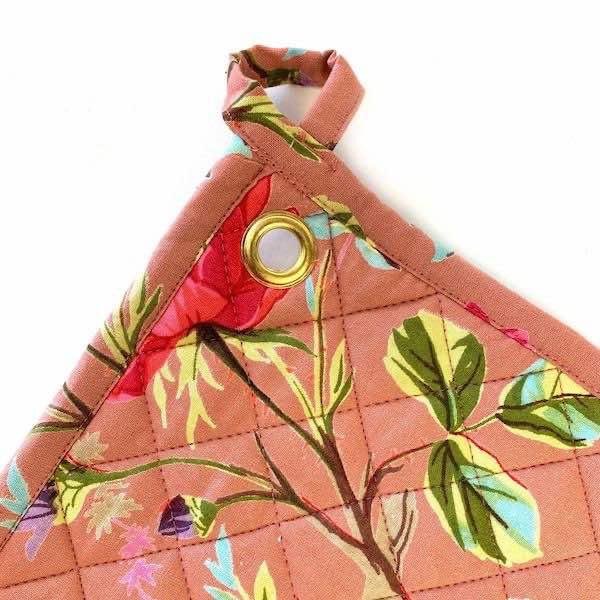 Pannenlappen set van 2 Paradise oudroze 25x25cm oogje en haakje