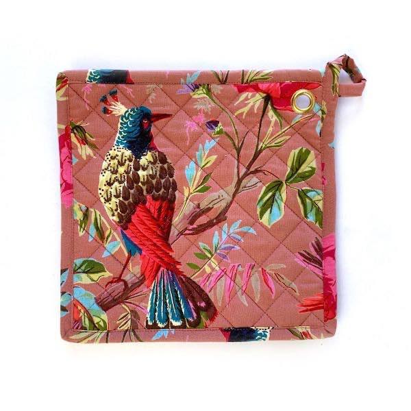 Pannenlappen set van 2 Paradise oudroze 25x25cm recht