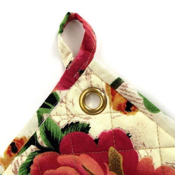 Pannenlappen set van 2 Rosie ecru 25x25cm lusje