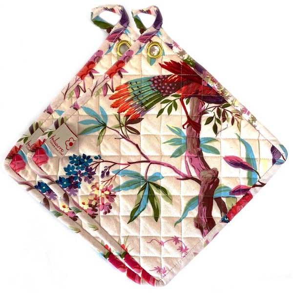 Pannenlappen set van 2 Paradise ecru 25x25cm - boholifestylestore