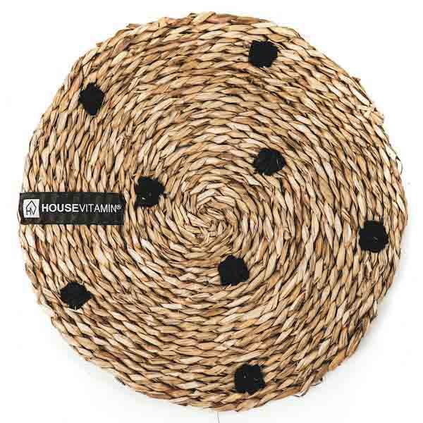 Placemat Zeegras stip rond 30x30cm