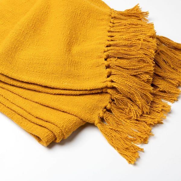 Plaid June golden glow 180x140cm detail fringes
