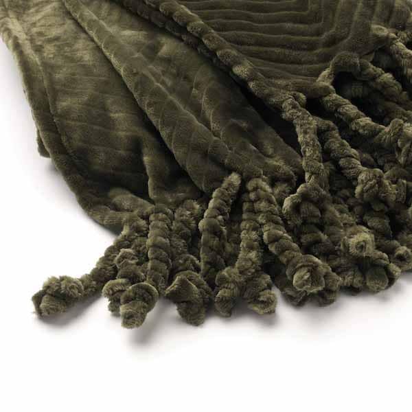Plaid Ziggy chive 180x140cm fringes