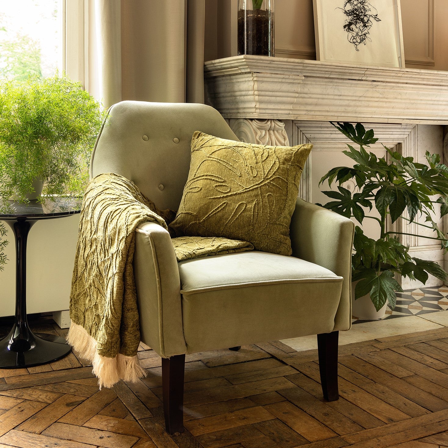 Plaid Maybel olive branch 180x140cm