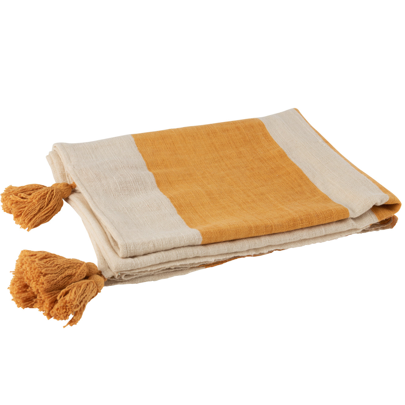 Plaid Strand Groeven Katoen oker 185x135cm