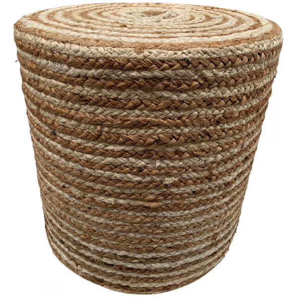 Poef Jute Conce Streep naturel ecru rond 40x40x35cm
