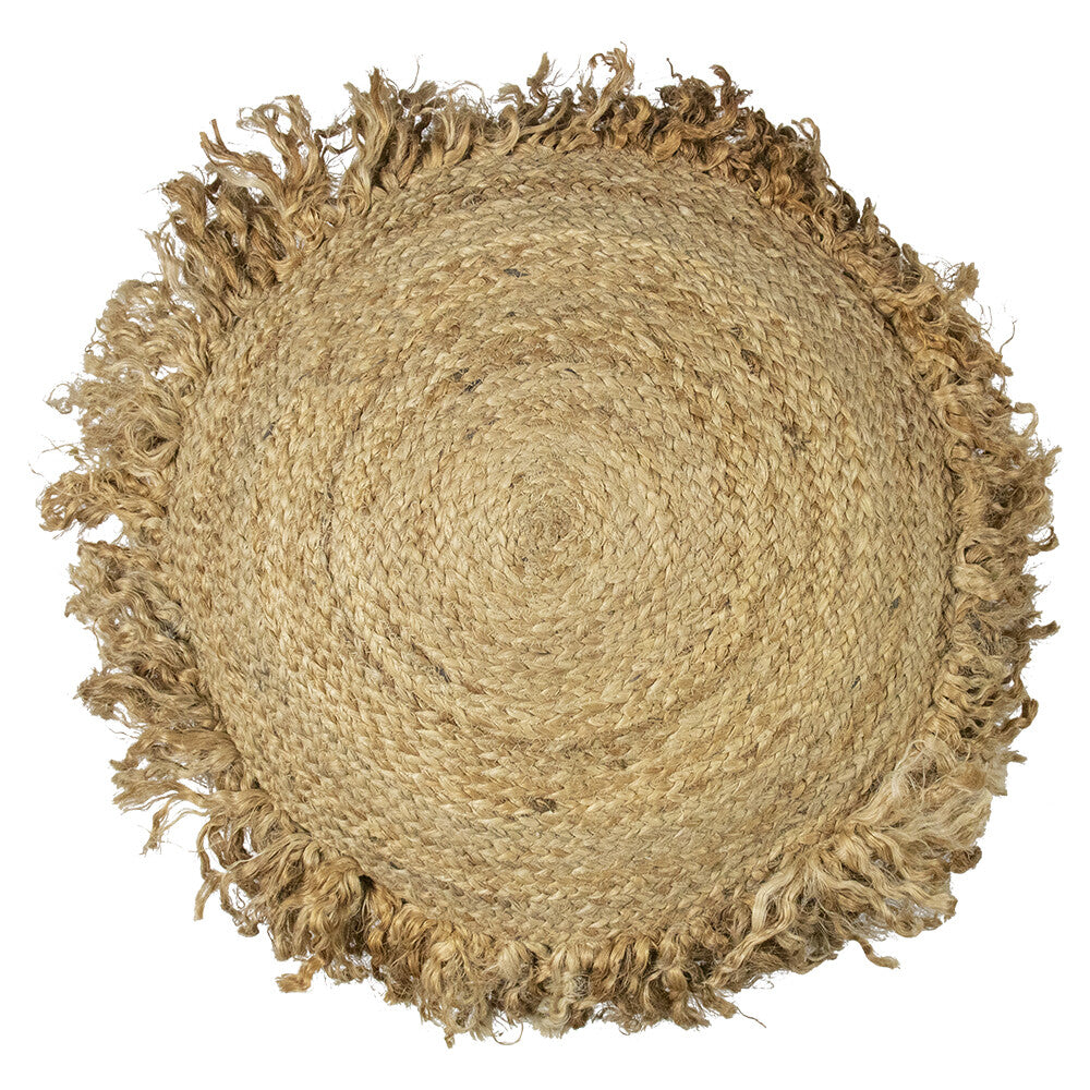 Poef Jute rafels 50x50x35cm