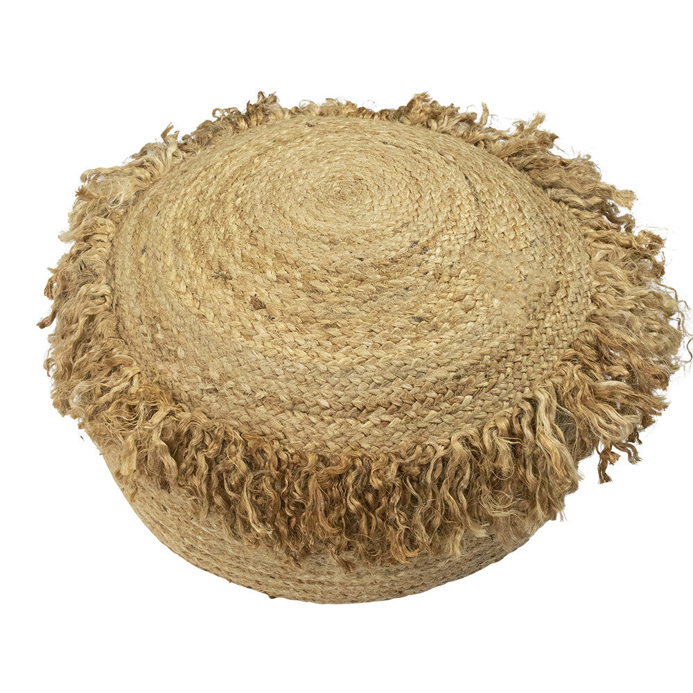 Poef Jute rafels 50x50x35cm