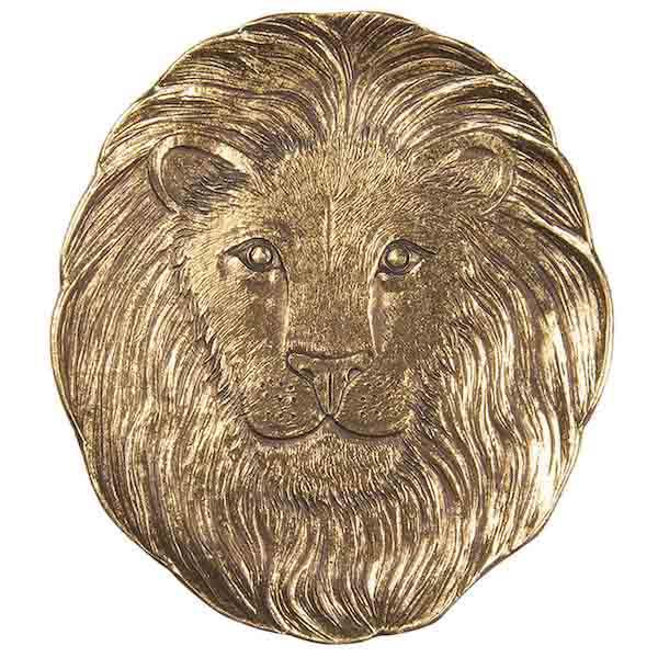 Schaaltje Leeuw goud 14x14x1cm