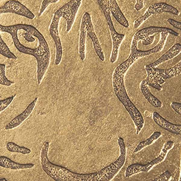 Schaaltje Tijger goud 14x14x1cm detail