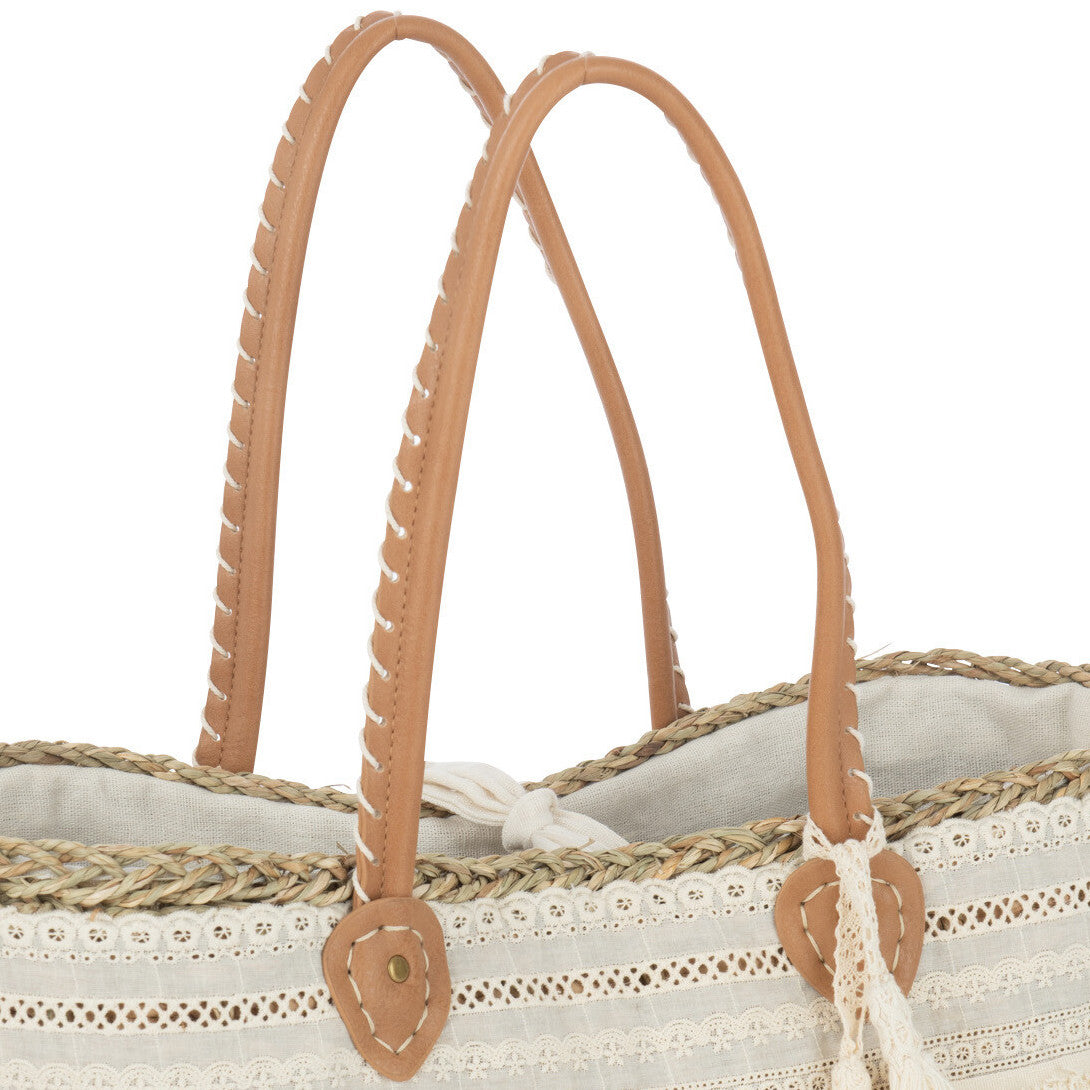 Strandtas Kant Kwast Jute S 47x23x48cm
