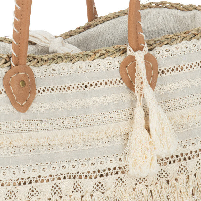 Strandtas Kant Kwast Jute S 47x23x48cm