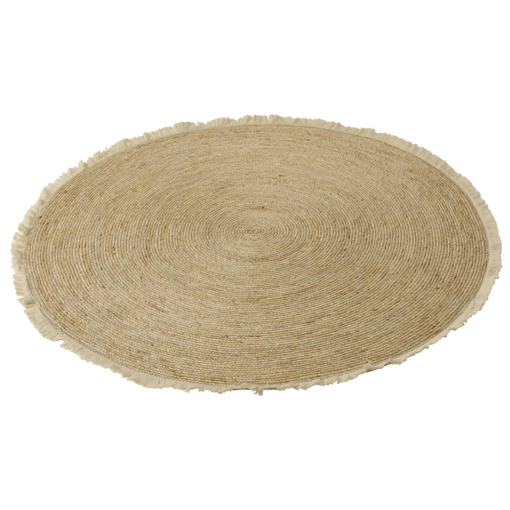 Tapijt Kwastjesband Mais beige wit rond 120x120cm