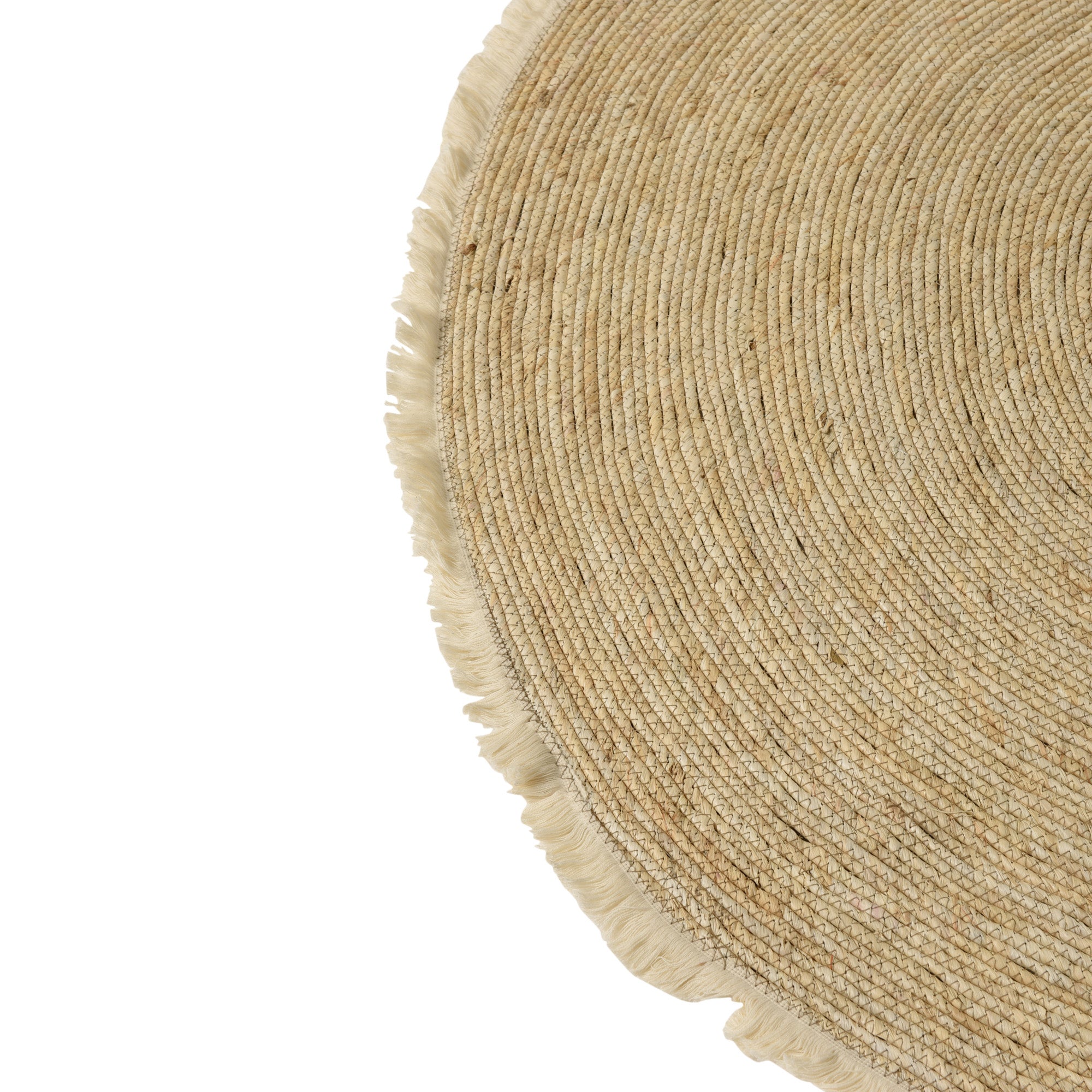 Tapijt Kwastjesband Mais beige wit rond 120x120cm
