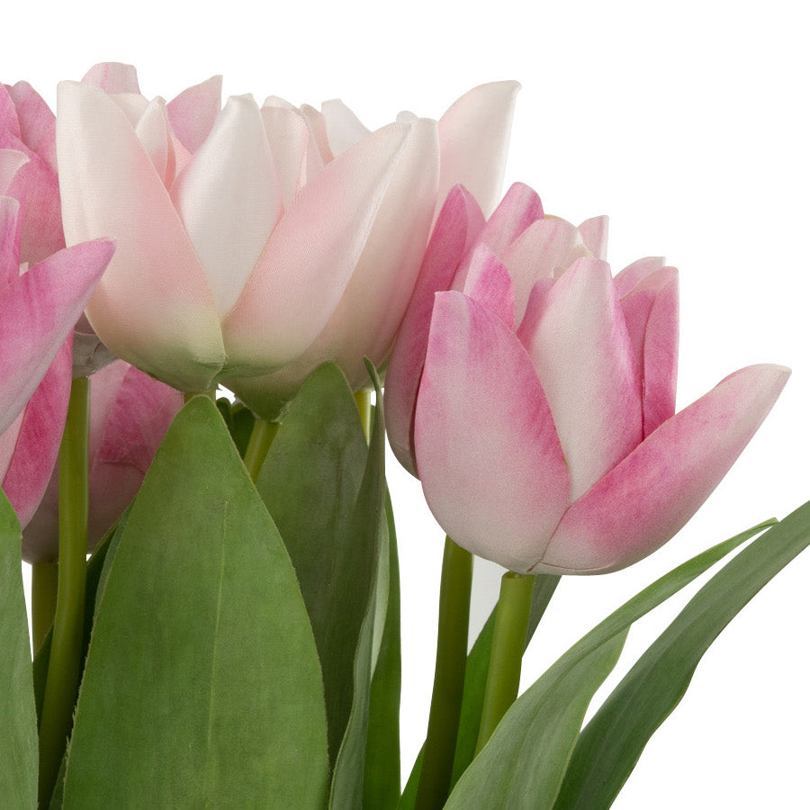 Tulpen in Vaas Kunst roze ovaal 19x12x38cm