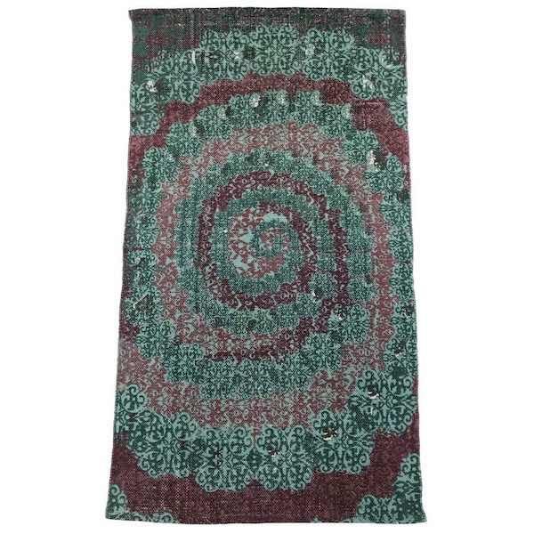 Vloerkleed Block katoen multi groen 150x90cm
