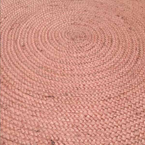 Vloerkleed Jute peach-roze 120x120cm detail