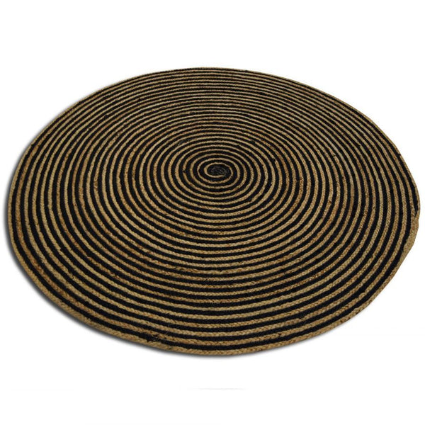 Vloerkleed Jute Conce zwart naturel rond 150x150cm