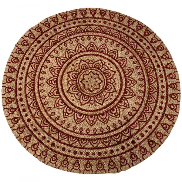 Vloerkleed Jute Geweven henna rond 150x150cm