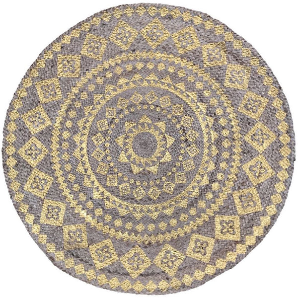 Vloerkleed Mandala Jute goud rond 150x150cm