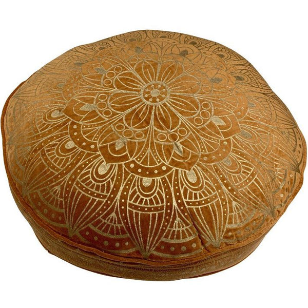 Vloerkussen Fluweel curry goud rond 70x70x12cm
