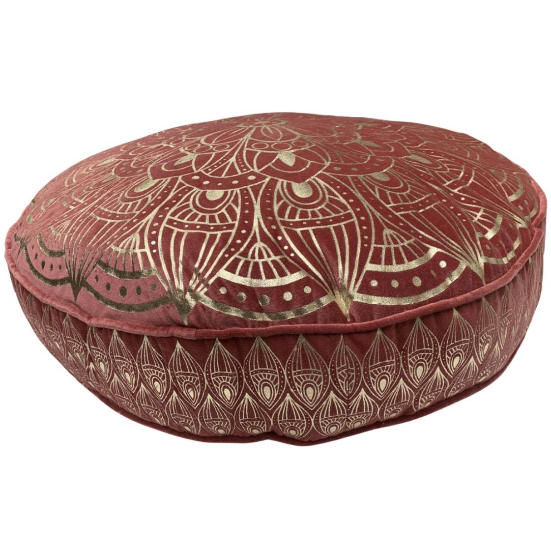 Vloerkussen Fluweel marsala goud rond 70x70x12cm