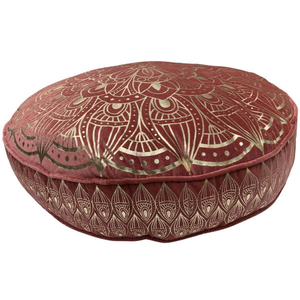 Vloerkussen Fluweel marsala goud rond 70x70x12cm