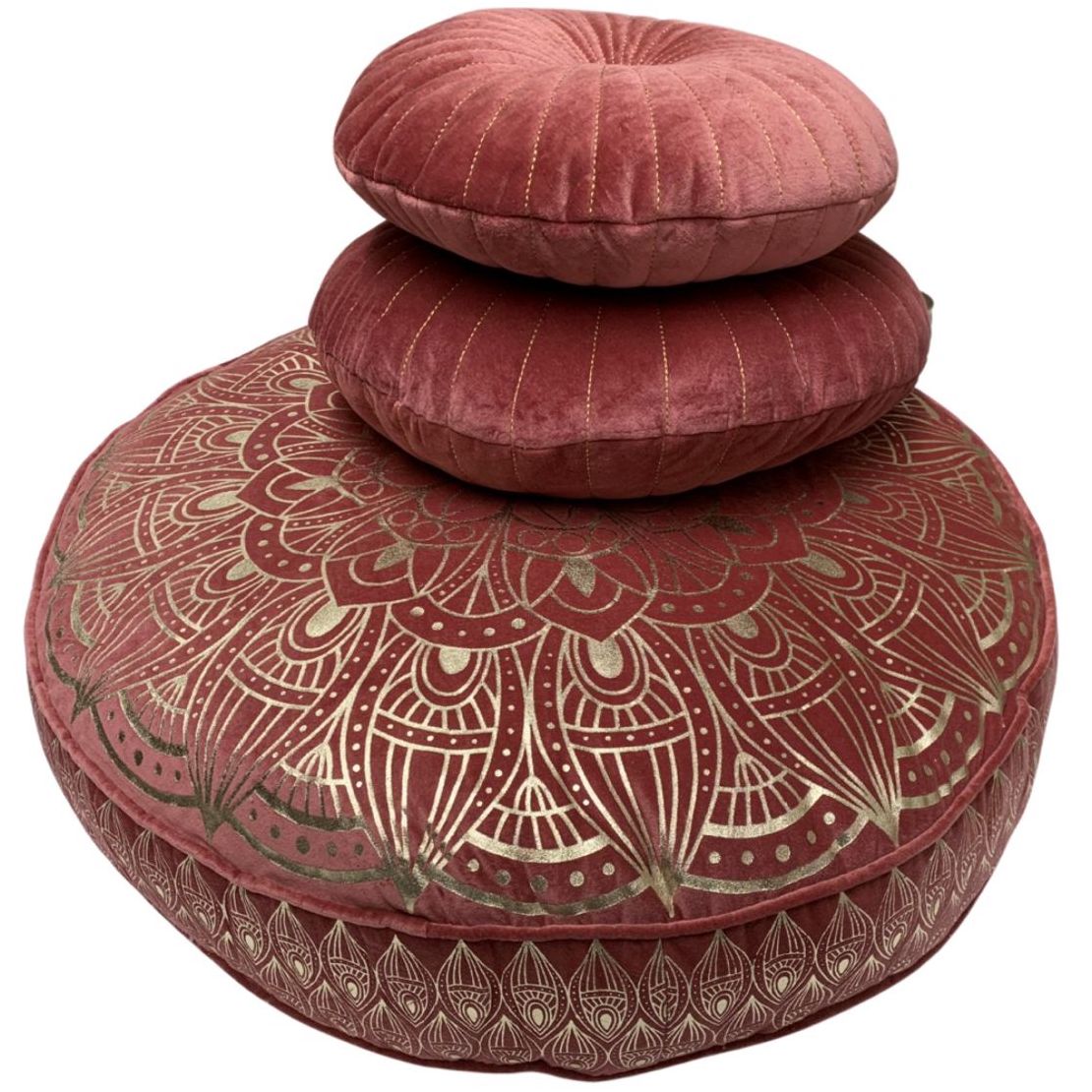 Vloerkussen Fluweel marsala goud rond 70x70x12cm