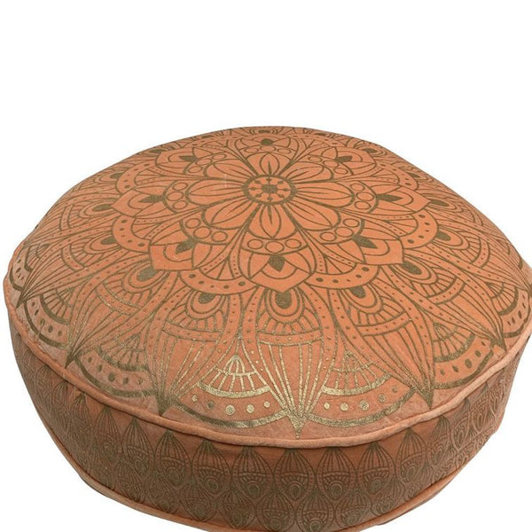 Vloerkussen Fluweel peach goud rond 70x70x12cm