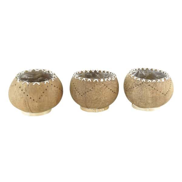 Waxhouder Celebes kokosnoot 14x14x10cm serie