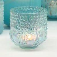 Waxinehouder Boeddha turquoise 10x10x10cm met theelichtje