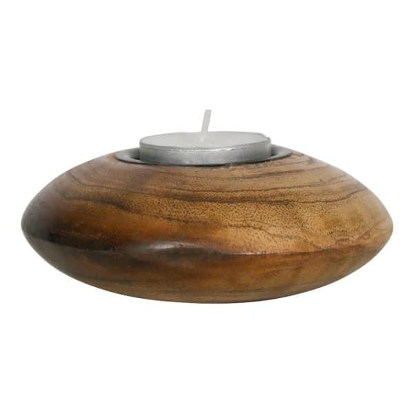 Waxinelichthouder Mango hout 11x11x4cm zijkant