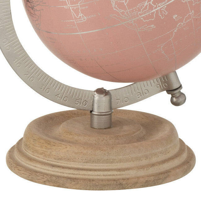 Wereldbol op Voet Hout lichtroze goud S 14x10x20cm