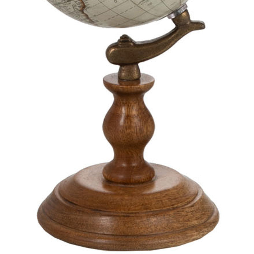 Wereldbol op Voet Hout wit naturel S 15x15x28cm