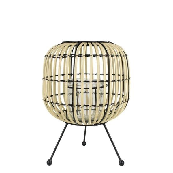 Windlicht Driepoot rond naturelzwart 21x21x30cm achterkant