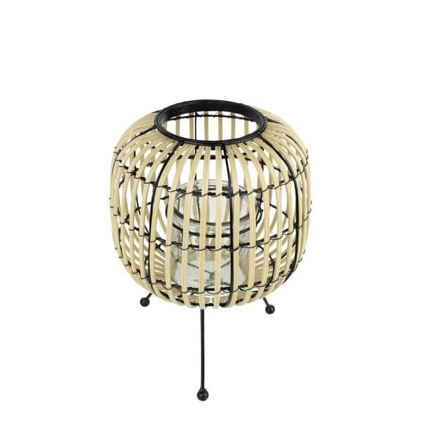 Windlicht Driepoot rond naturelzwart 21x21x30cm zijkant boven