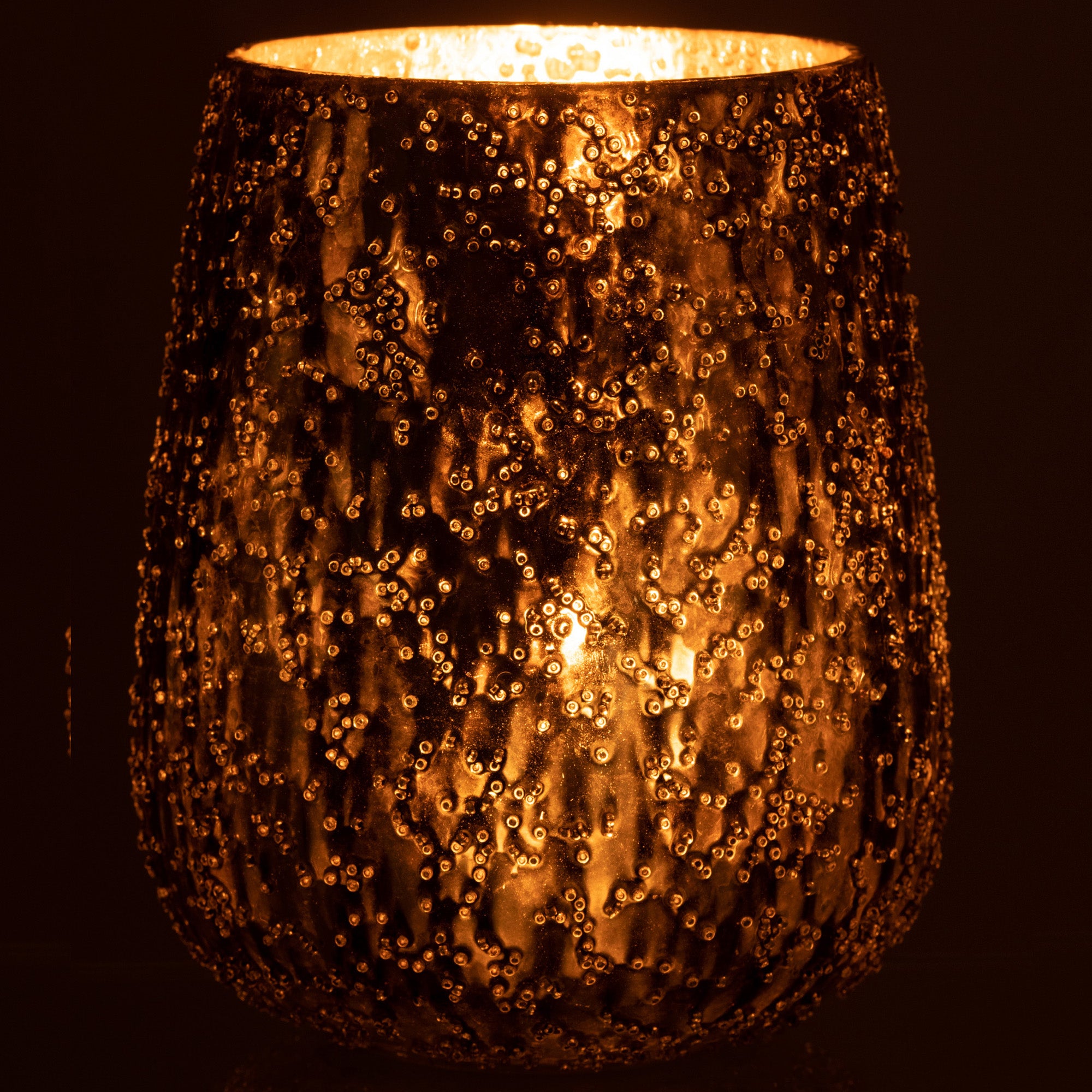 Windlicht Lisa Glas bruin goud L 18x18x21cm